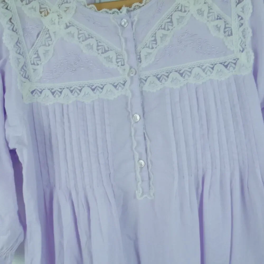 Vintage Small Nightgown Pastel Purple Grannycore Prairie Modest Cottagecore 90s - Picture 5 of 12